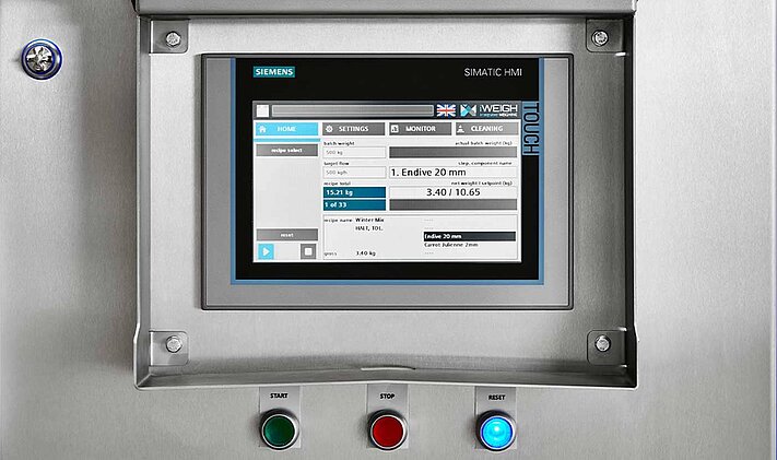 Selección sencilla de la receta a través del panel de control