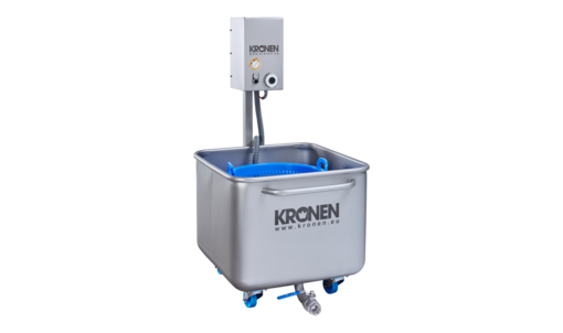 Laveur à soufflante par lot DS1000 mobile de KRONEN pour le lavage, le trempage et le traitement hygiénique des salades, légumes et fruits en petites quantités