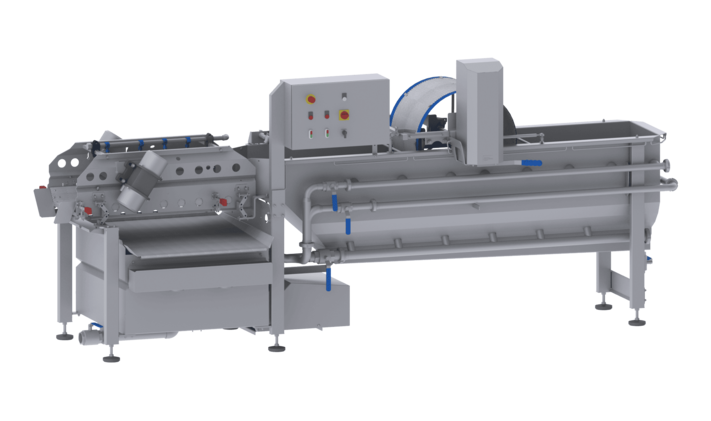 Kosteneffektiv, effizient und schonend waschen mit der Waschmaschine GEWA 3800 ECO von KRONEN: geschnittene und ganze Produkte (Salat, Gemüse, Kräuter, Obst u.a.) bis 1.000 kg/h.