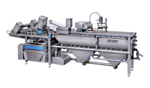 Waschmaschine GEWA 3850V PLUS von KRONEN: Effektives Waschen, Putzen und Sortieren von nicht entkernten geschnittenen Paprika und anderen Produkten, die man aufgrund von Flotationseigenschaften sortieren kann