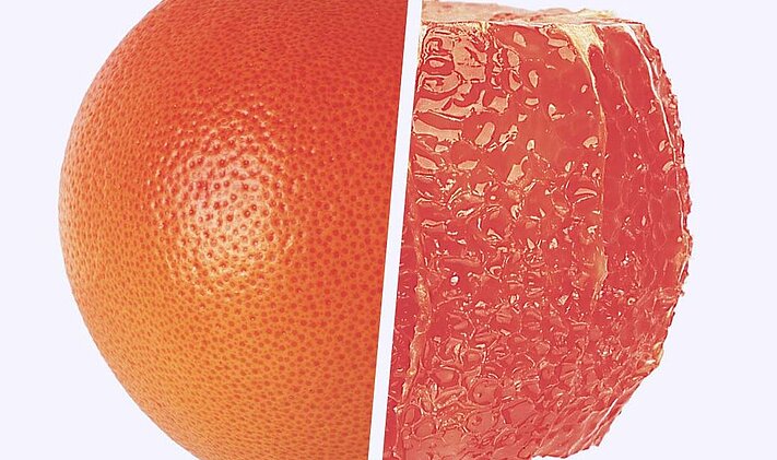 Früchte wie Grapefruit werden mit der Orki18 automatisiert geschält.