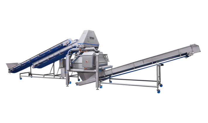 K850 Trocknungssystem von KRONEN: Großzentrifugenanlage für bis zu 5 t/h - u.a. Salat (Salatmischungen, Feldsalat, Eisberg, Rucola, etc.), Kräuter, Spinat, geschnittenes Gemüse (z.B. Möhren und Kohl) und Obst sowie Pilze