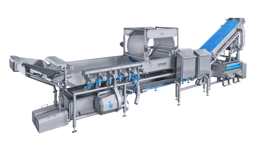 Vorwaschmaschine GEWA AF von KRONEN: schwimmende, besonders blättrige Produkte (Salat und Gemüse) ohne mechanische Belastung vorwaschen und Produktionsspitzen abfangen - bis 5 t/h