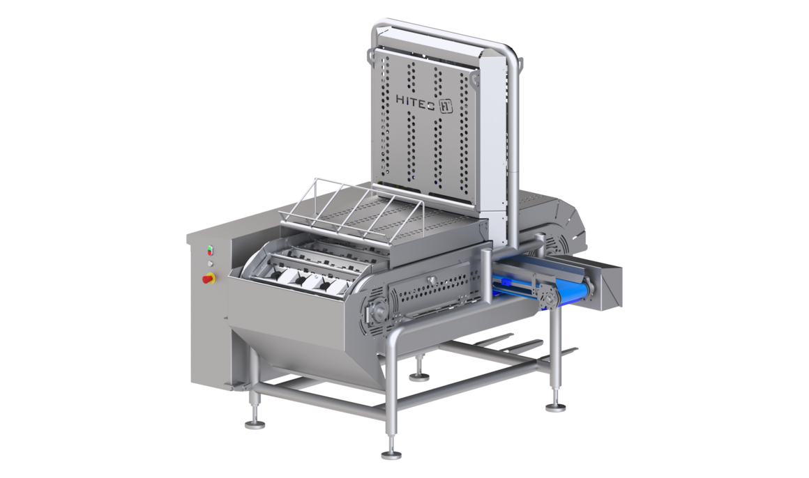 Paprika-Entkern- und Teilmaschine für das halbautomatische, kostensparende Vorbereiten von Gemüse-Paprika mit hoher Kapazität und Qualität - vom KRONEN-Partner Hitec Food Systems