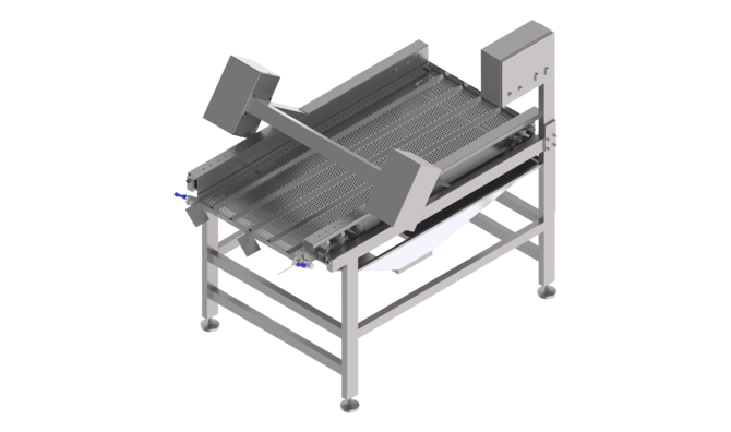 Der Sortiertisch mit Vibration dient zum Vorsortieren und Vorentwässern von Gemüse und anderen Produkten.