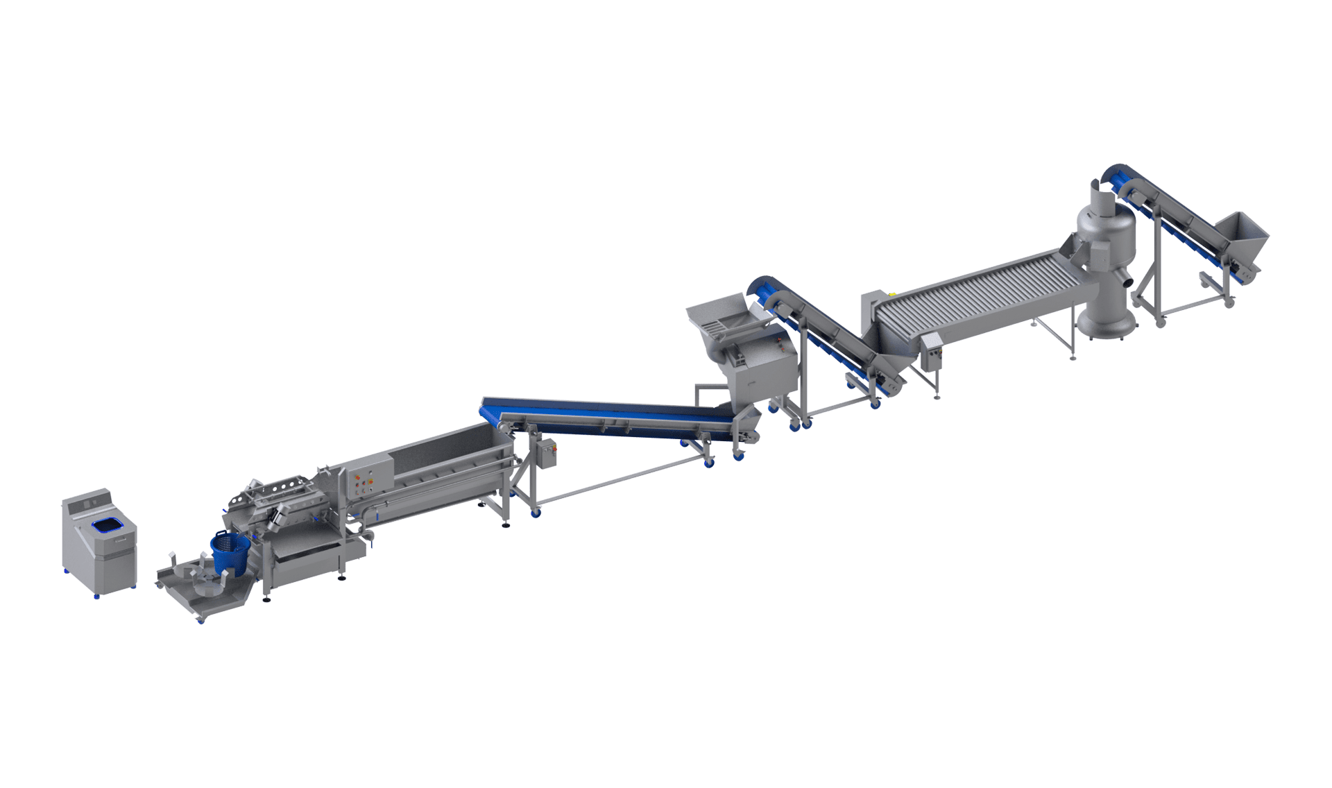 KRONEN Verarbeitungslinie für Kartoffeln, Möhren, Rüben und Sellerie bis 600 kg/h: halbautomatische Einsteiger-Anlage zur Kartoffel Verarbeitung