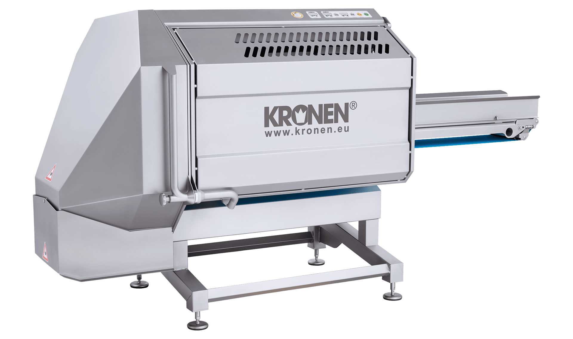 Multifunktionsmaschine GS 10 von KRONEN zum exakten und schonenden Schneiden von unterschiedlichsten Lebensmitteln wie Salat, Gemüse, Früchte, Kräuter, Fleisch, Wurst, Fisch, vegane Ersatzprodukte und Backwaren in sehr großen Mengen.