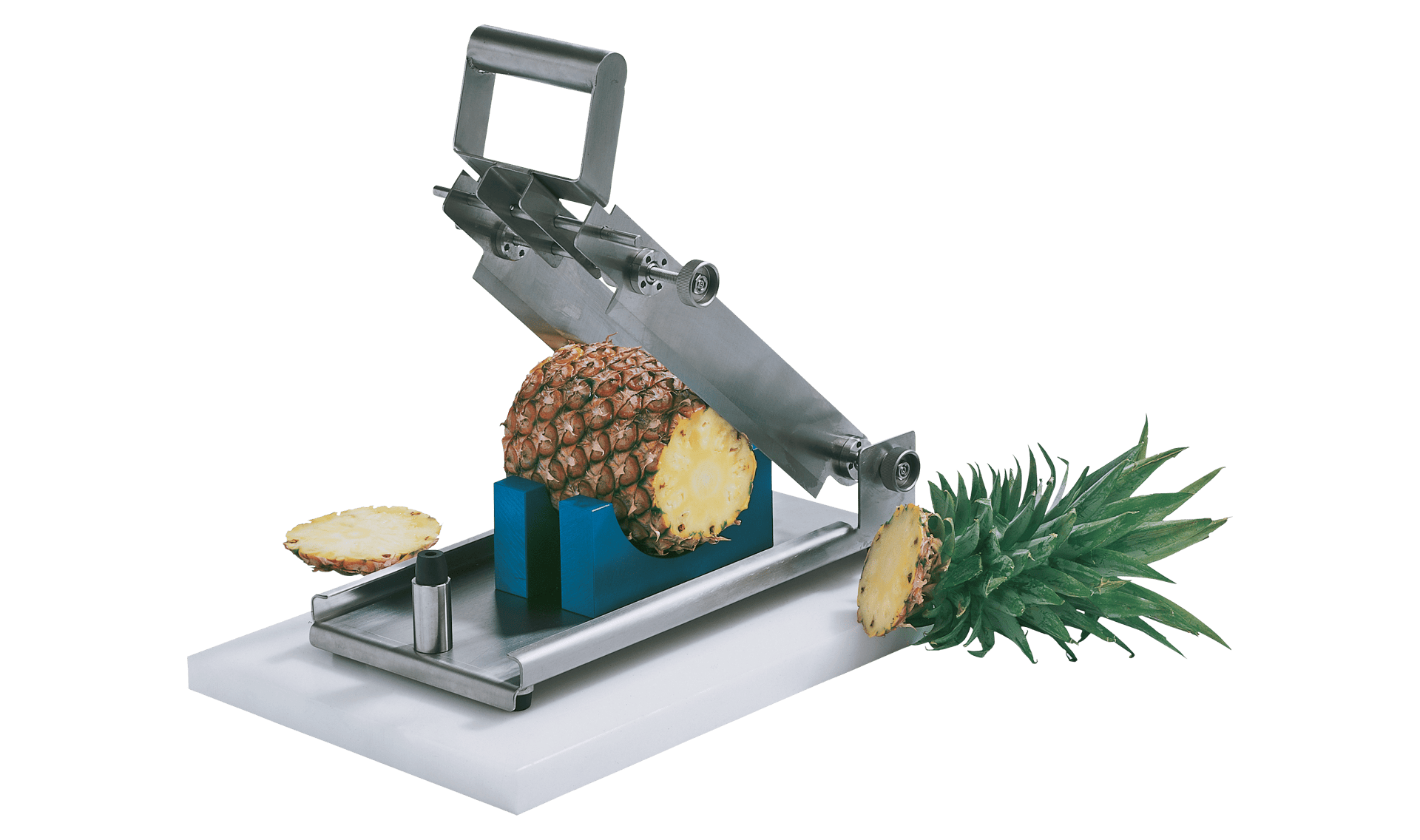 Cortadora de extremos para piña manual MAK de KRONEN, para cortar los extremos de las piñas de manera uniforme