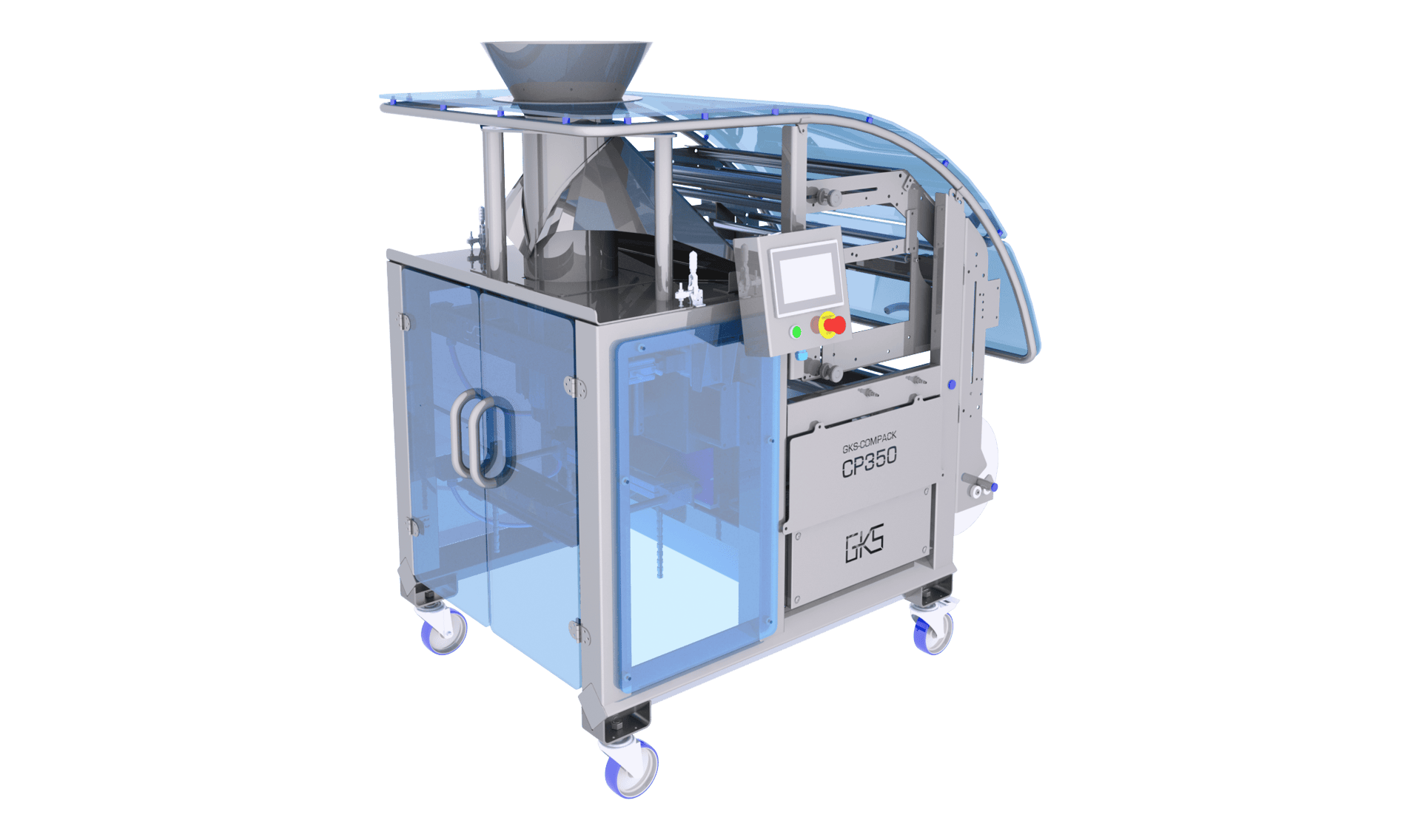 Verpackungsmaschine FLEX M zum Verpacken von Salat, Gemüse, Obst und Non-Food Produkten in Kissenbeutel (optional weitere Beutel).