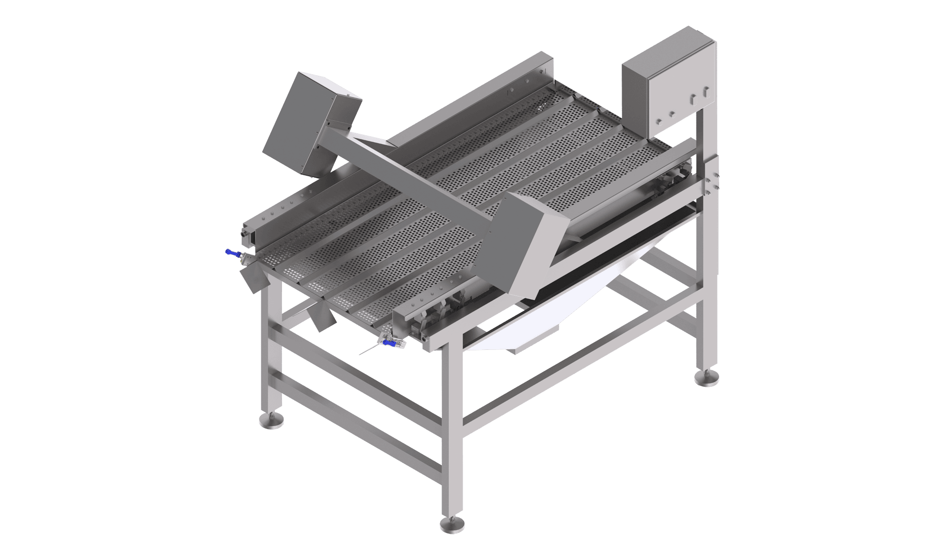 Der Sortiertisch mit Vibration dient zum Vorsortieren und Vorentwässern von Gemüse und anderen Produkten.
