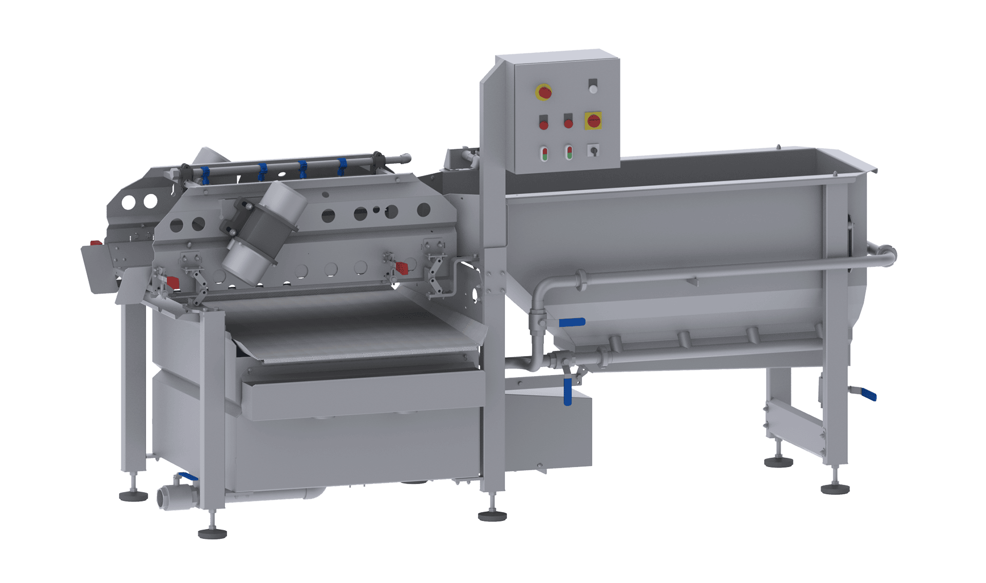 Kosteneffektiv, effizient und schonend waschen mit der Waschmaschine GEWA 2600 ECO von KRONEN: geschnittene und ganze Produkte (Salat, Gemüse, Kräuter, Obst u.a.) bis 600 kg/h.