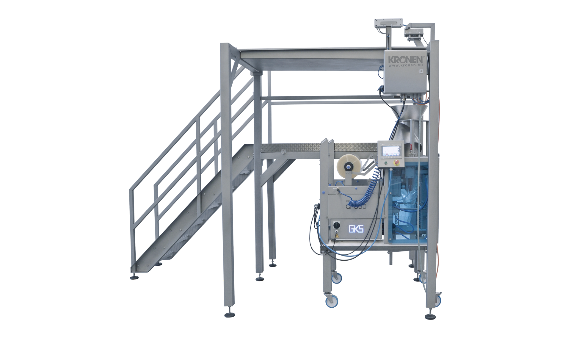 Plate-forme de pesée KWT 16 de KRONEN pour le mélange, le pesage et le remplissage semi-automatiques et ergonomiques d'aliments et de produits en vrac dans des sacs spécifiques